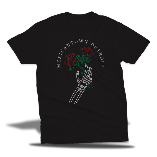 Mexicantown rose skull hand