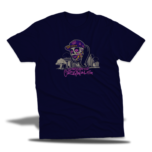 The Official Southwest Originals Female sugar skull "Navy Shirt"