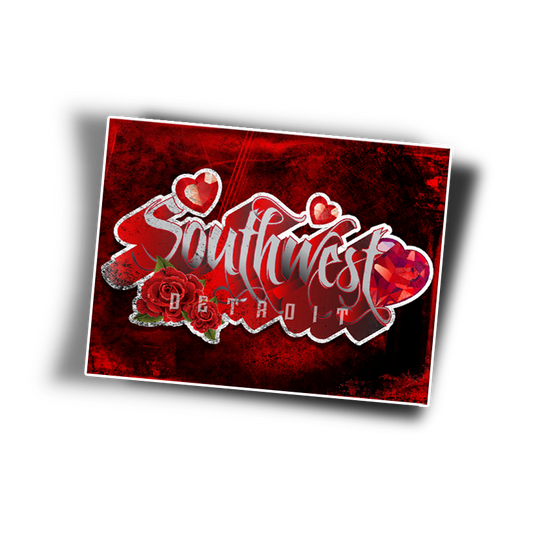 STICKER southwest detroit roses and hearts