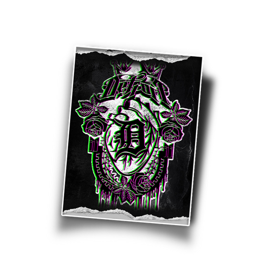 STICKER detroit heart glitch