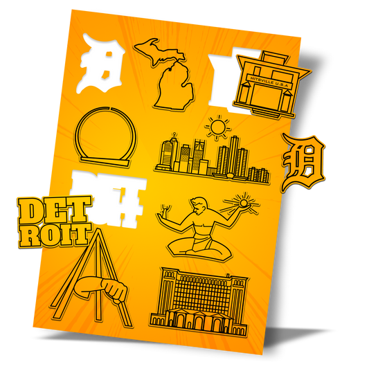 STICKERS gang sheet DETROIT LANDMARKS