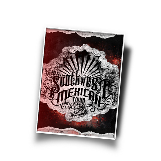 STICKER southwest Mexican town red