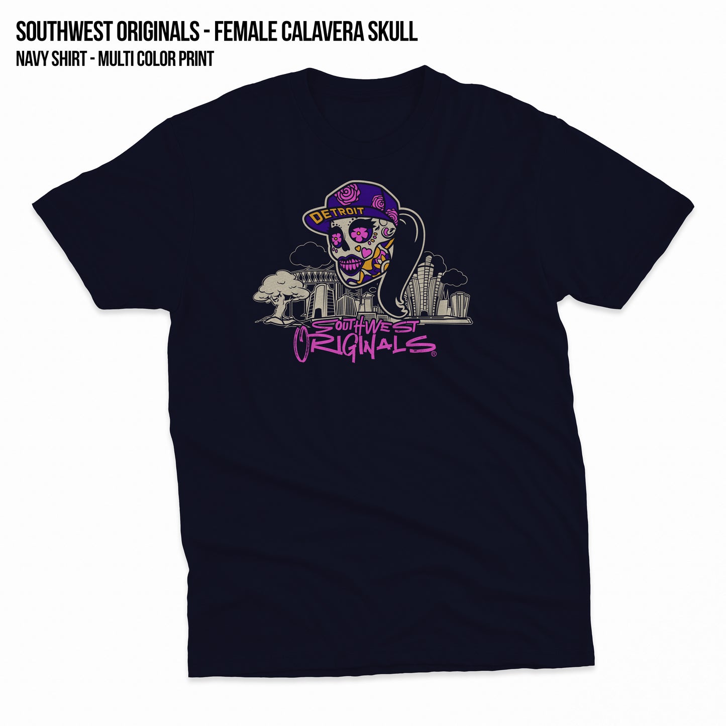 The Official Southwest Originals Female sugar skull "Navy Shirt"